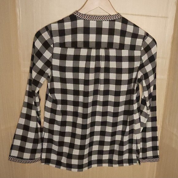 C. Wonder Womens Black White Buffalo Check Top XS - Picture 2 of 6